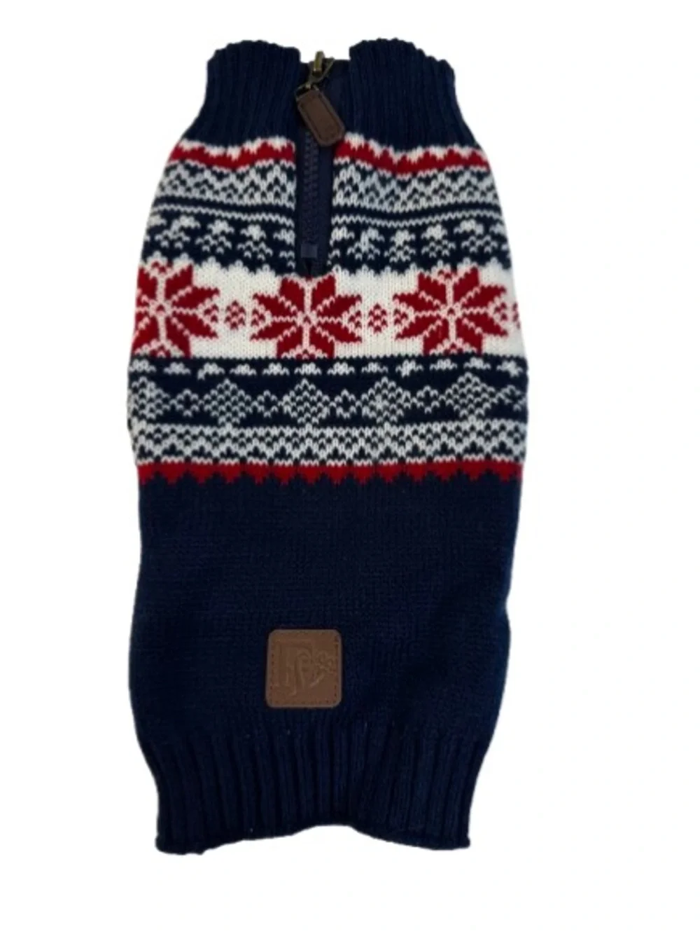 Navy Red White Fair Isle Half-zip Sweater